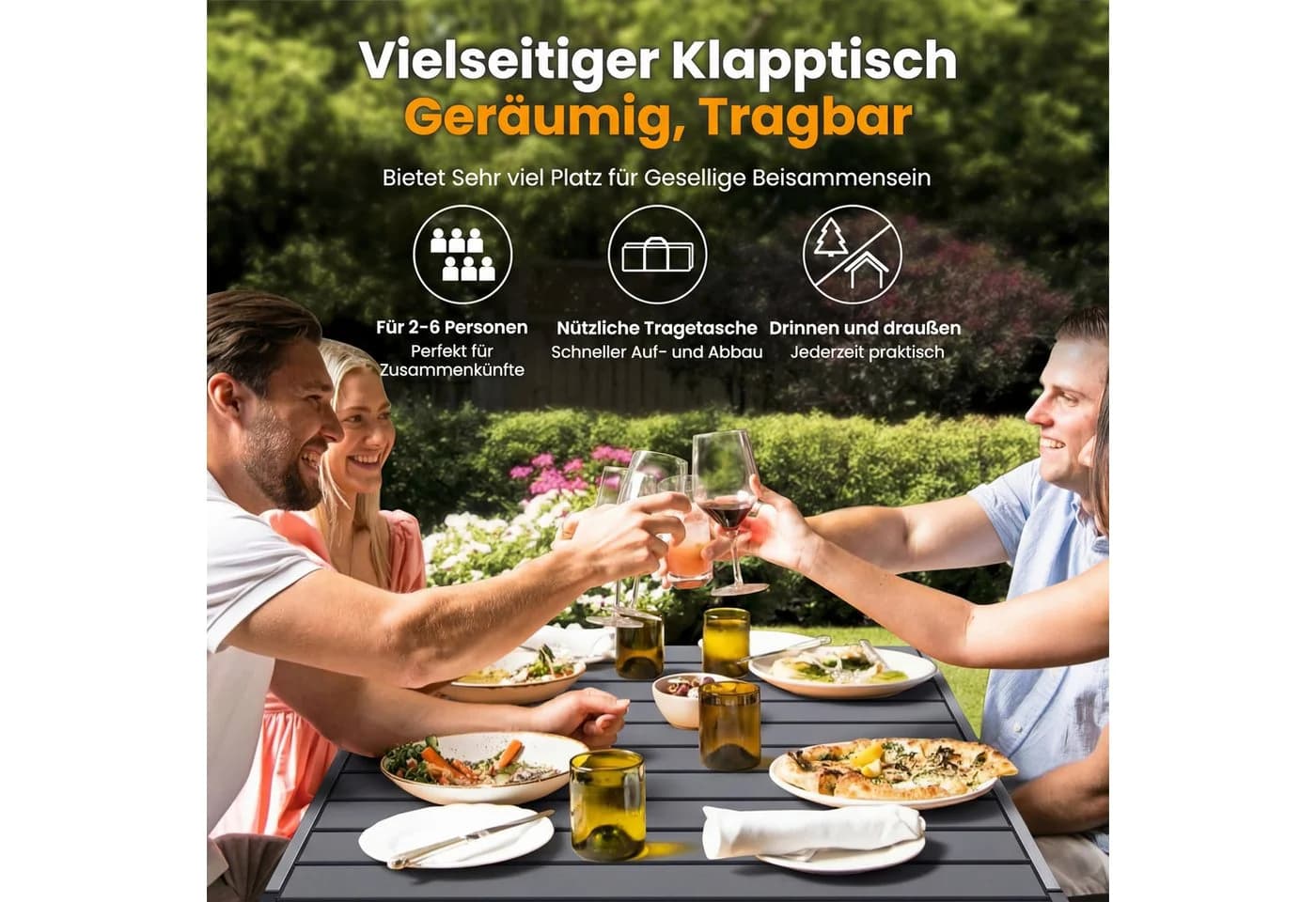 HOMECALL Klapptisch Campingtisch Grau Aluminium - Bild 5
