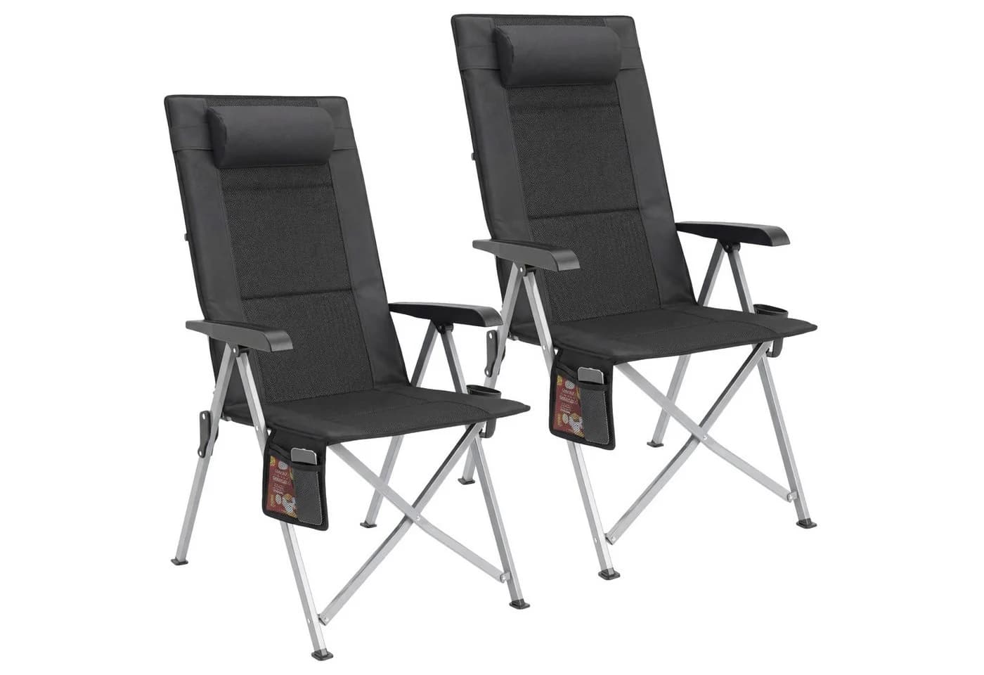HOMECALL Klappstuhl Campingstuhl 72 cm Hochlehner Schwarz - Bild 2