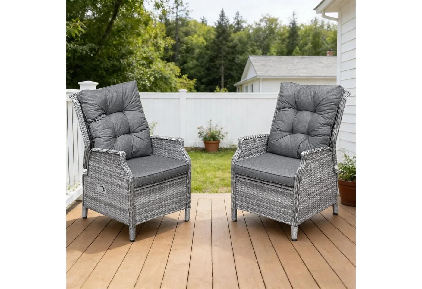 HOMECALL Rattan Gartensessel mit verstellbarer Rückenlehne und Kissen - Bild 2