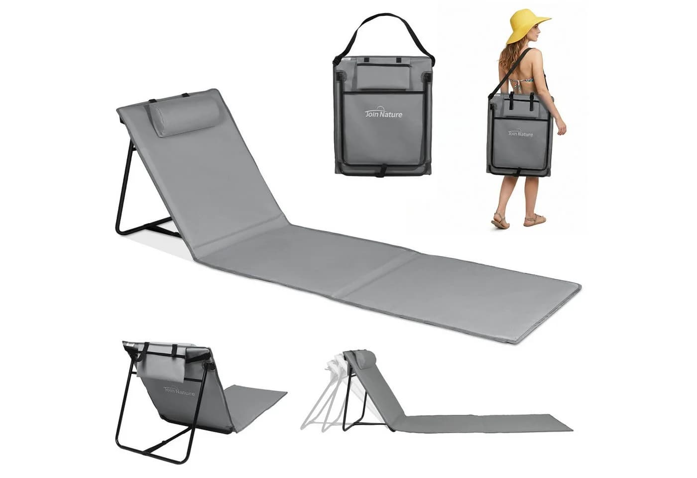 HOMECALL Klappbare Strandmatte Beige Oxford-Gewebe - Bild 2