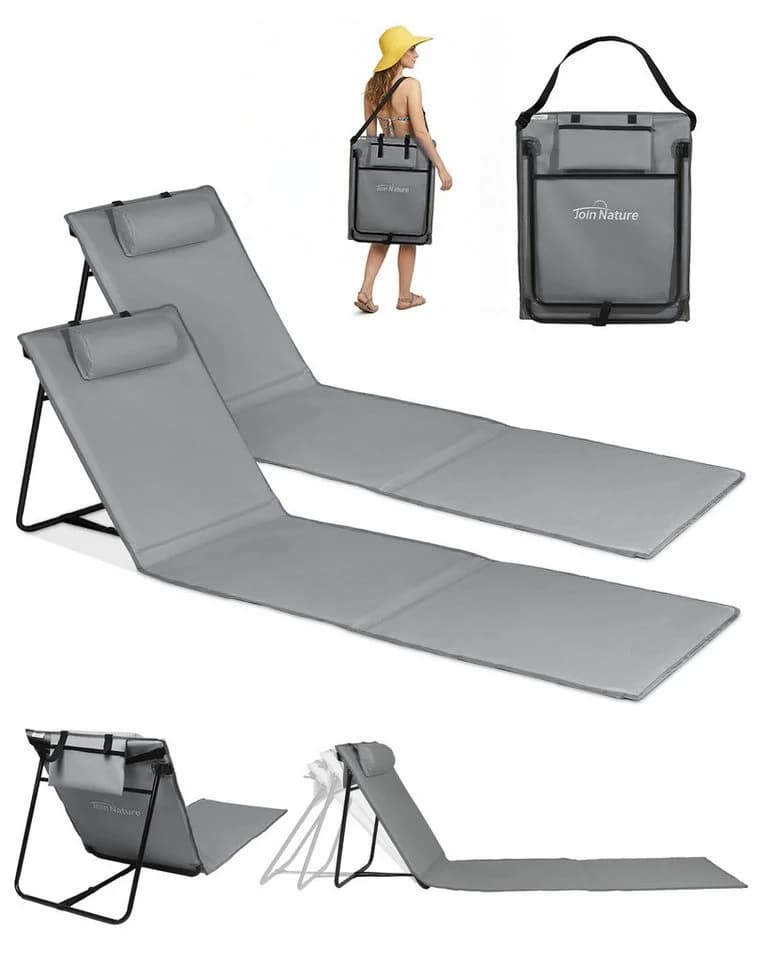 HOMECALL Strandmatte klappbar mit verstellbarer Rückenlehne grün - Bild 2