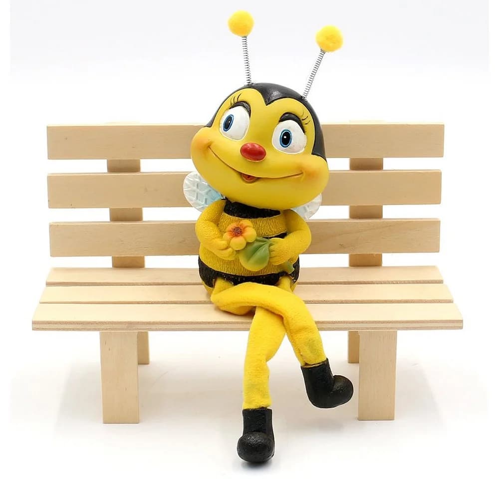 Dekohelden24 Gartenfigur Bienenpaar mit Blume 2er Set Polyresin