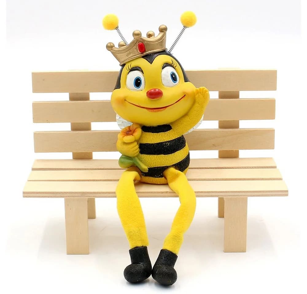 Dekohelden24 Gartenfigur Bienenpaar mit Blume 2er Set Polyresin - Bild 3