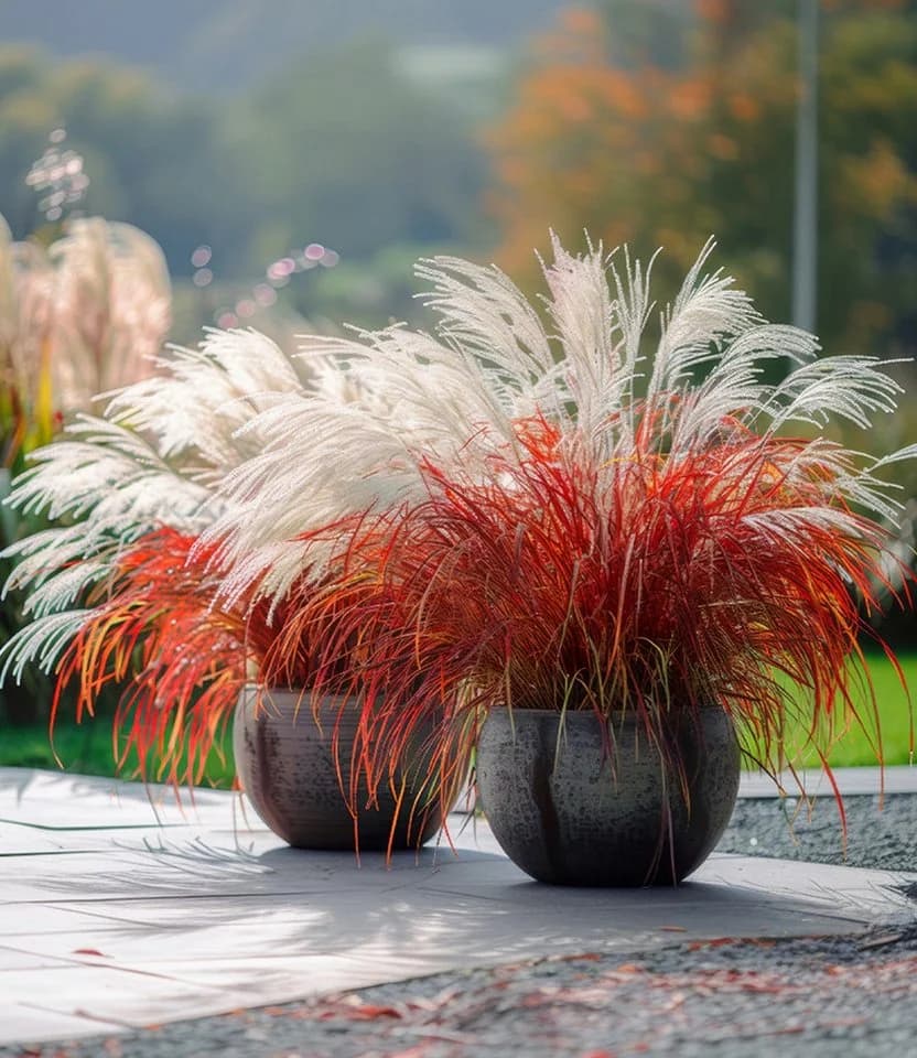 BALDUR Garten Gräser Miscanthus Lady in Red® Schnittblume winterhart mehrjährig pflegeleicht