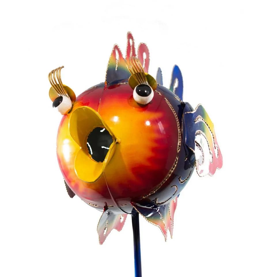 Kaufhaus le petit Gartenstecker Teelichthalter Metall Fisch Figur