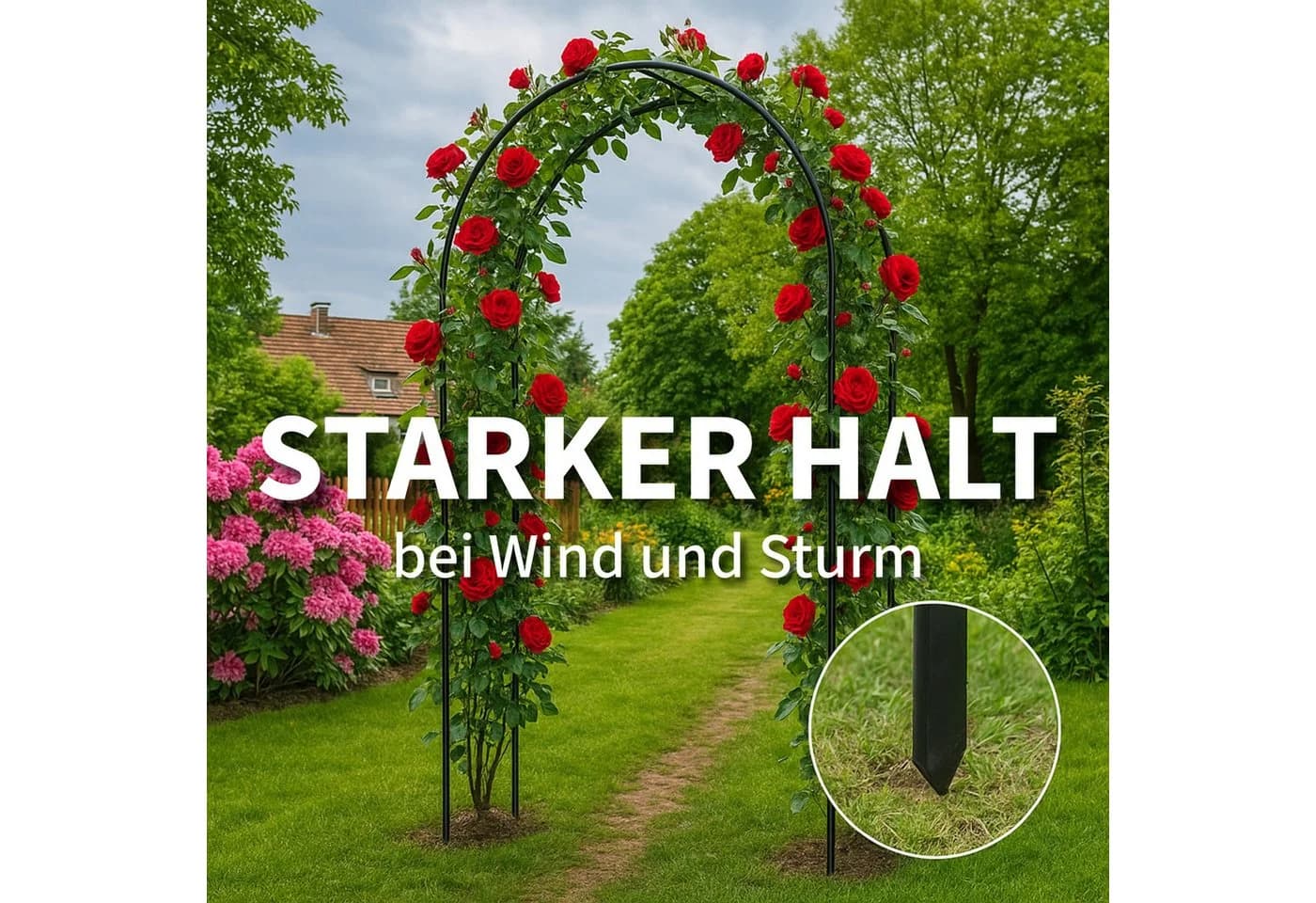 INTERGARDEN Bodenanker für Rosenbogen 4 Stück Schwarz Metall