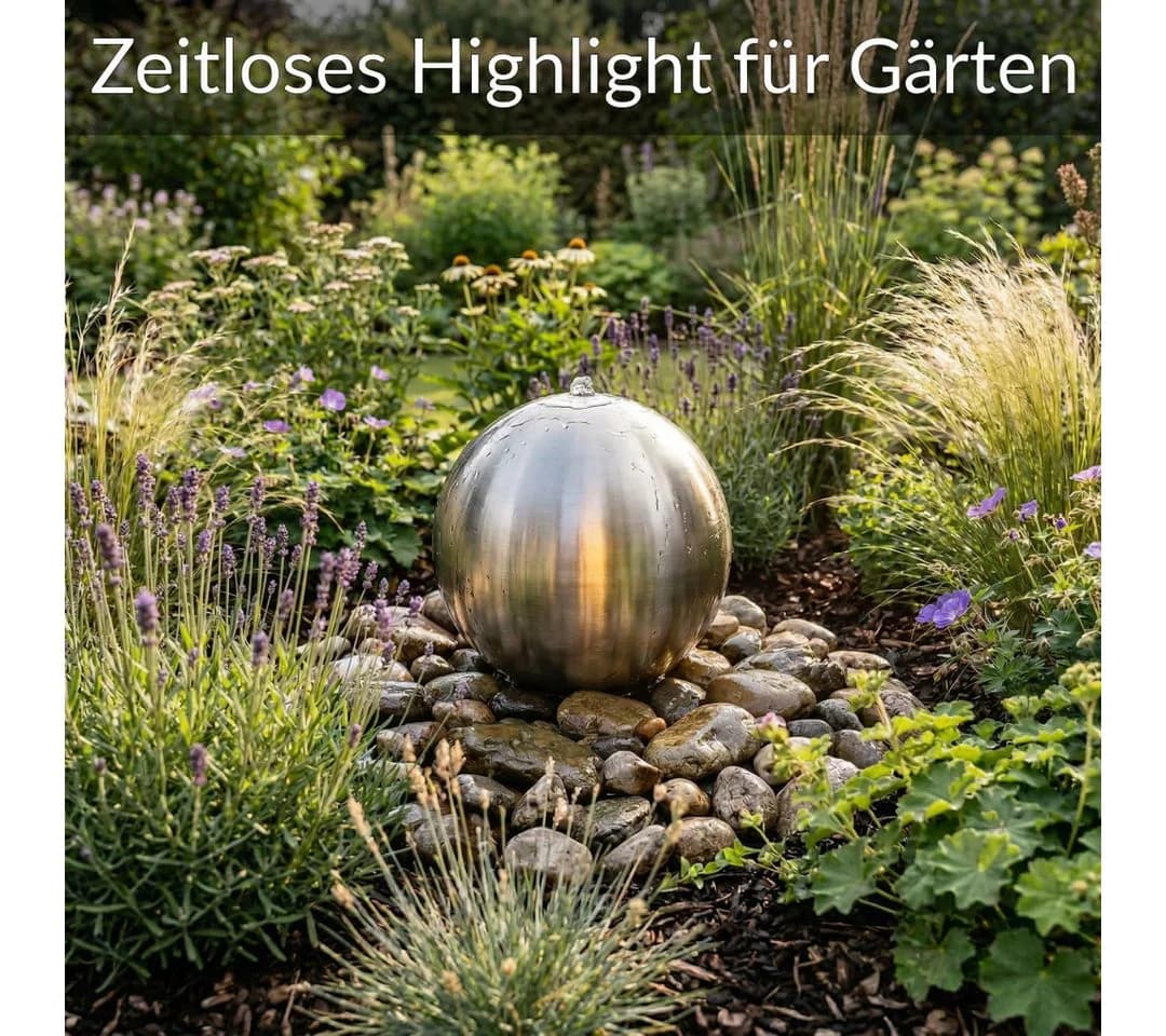 INTERGARDEN Edelstahl-Kugelbrunnen 38 cm Matt Gebürstet - Bild 4