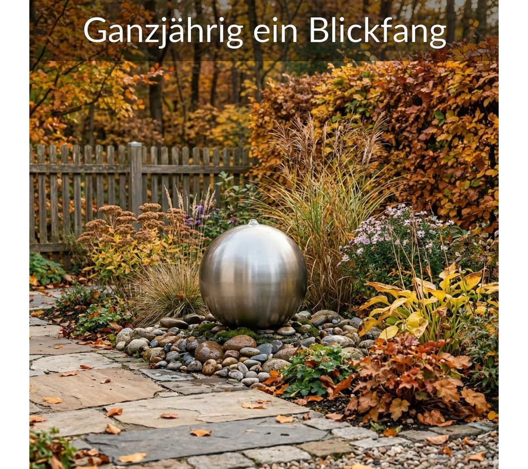 INTERGARDEN Edelstahl-Kugelbrunnen 38 cm Matt Gebürstet - Bild 5