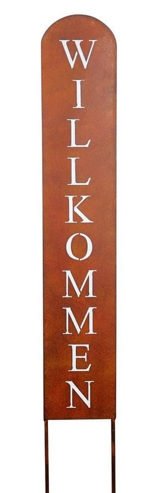 Levandeo® Deko Stele Willkommen Eisen Rost Garten