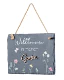 Levandeo® Schiefertafel Garten "Willkommen" mit Blumenmotiv Bild 2