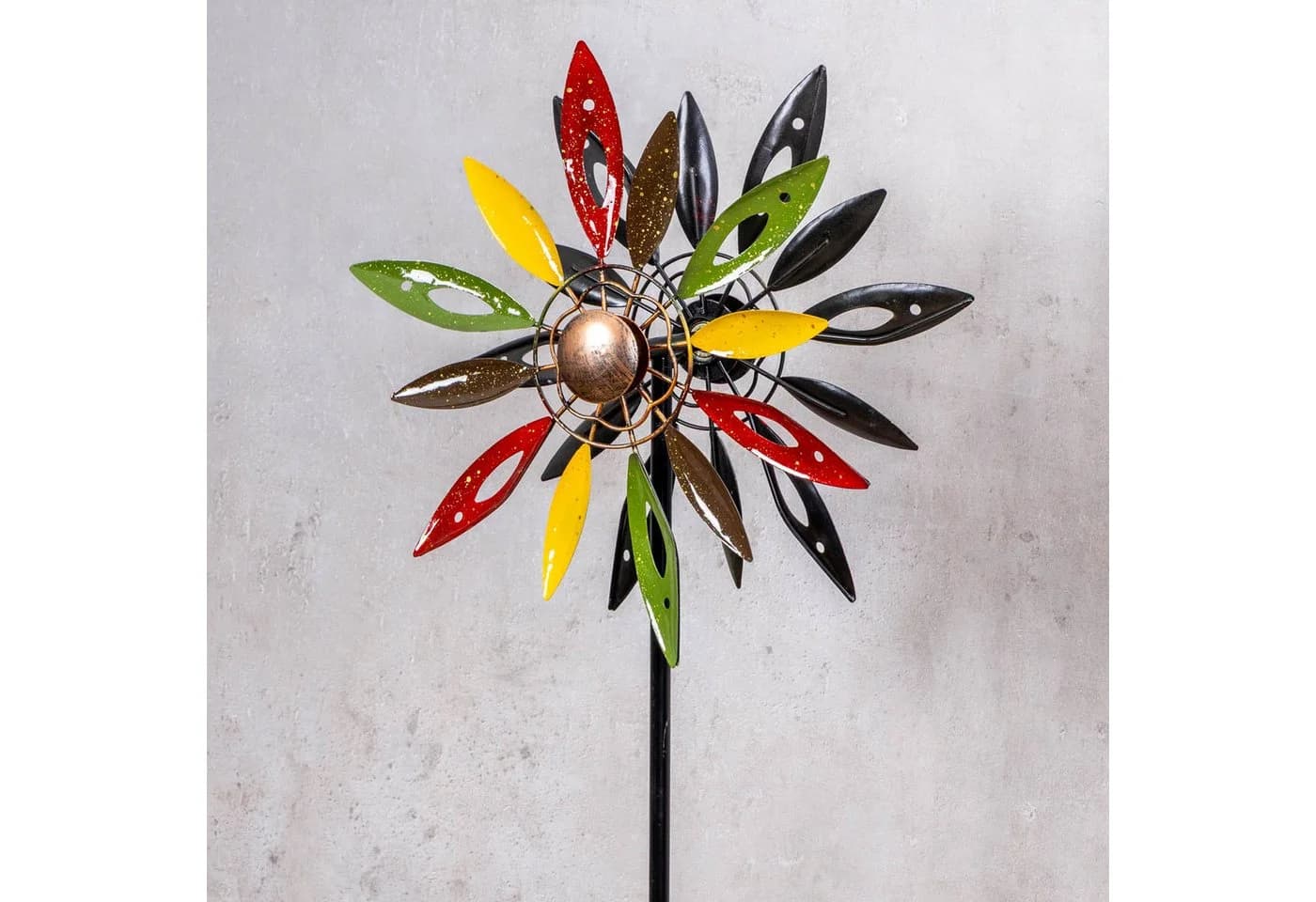 Levandeo® Deko-Windrad Gartenstecker Metall Bunt H120cm - Bild 5