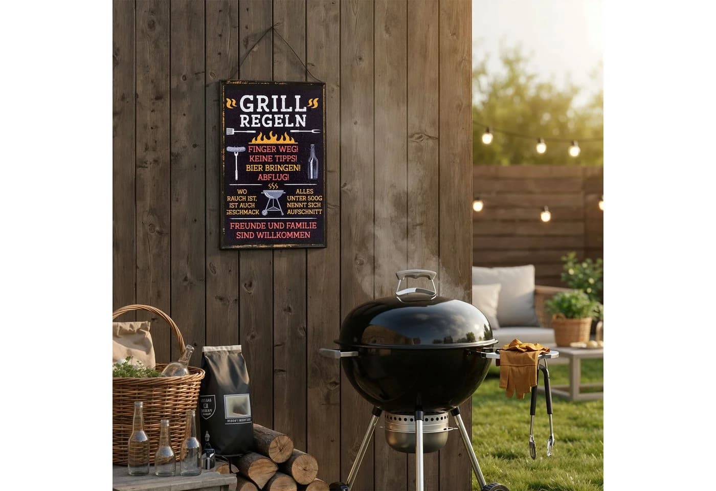 Levandeo® Metallbild Spruchtafel Grillregeln Garten - Bild 4