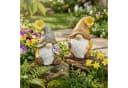 Levandeo® Gartenzwerg 2er Set Wichtel Kunstharz Gelb/Grün/Weiß Bild 4