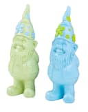 Levandeo® 2er Set Gartenzwerge Deko Figuren Kunstharz Blau Grün Bild 1