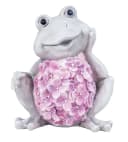 Levandeo® Dekofigur Frosch Grau Rosa Blüten Kunststein Garten Bild 1