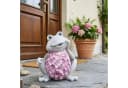 Levandeo® Dekofigur Frosch Grau Rosa Blüten Kunststein Garten Bild 4