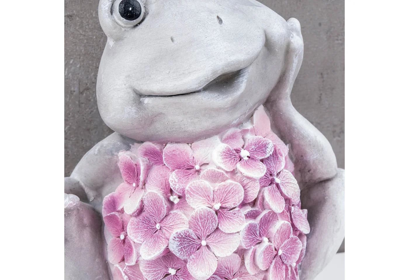 Levandeo® Dekofigur Frosch Grau Rosa Blüten Kunststein Garten - Bild 5