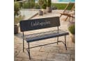 Levandeo® Gartenbank Metall Schwarz mit Schriftzug Lieblingsplatz Bild 2