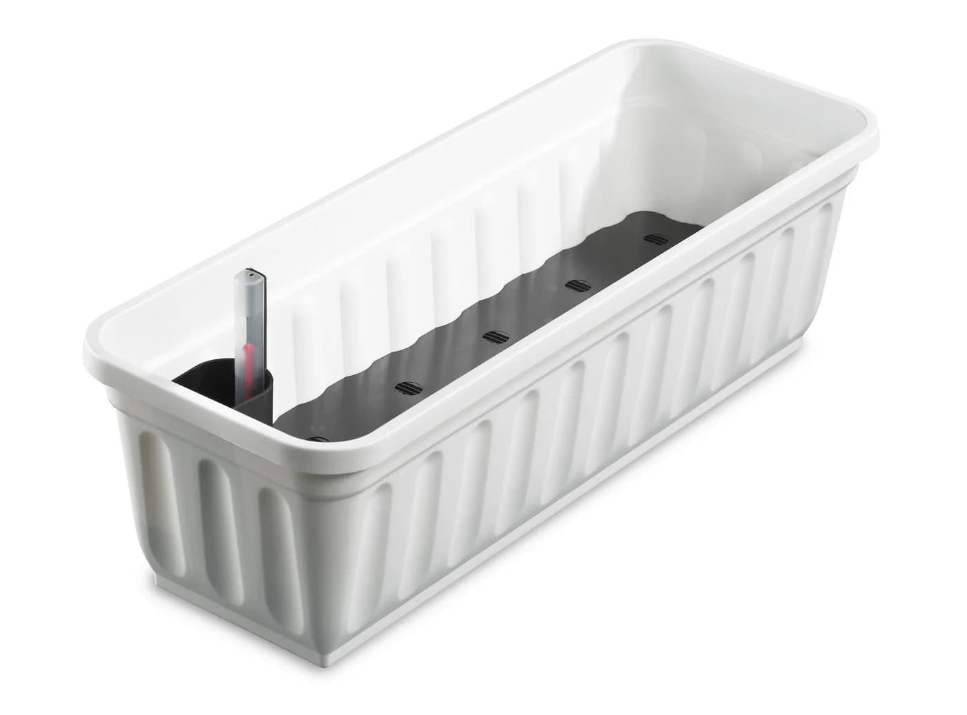 ALPFA Balkonkasten 80 cm weiß mit Wasserspeicher Made in Germany