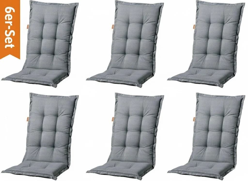 Madison Hochlehnerauflage 6er Set Grau UV-beständig mit Bindebändern - Bild 2