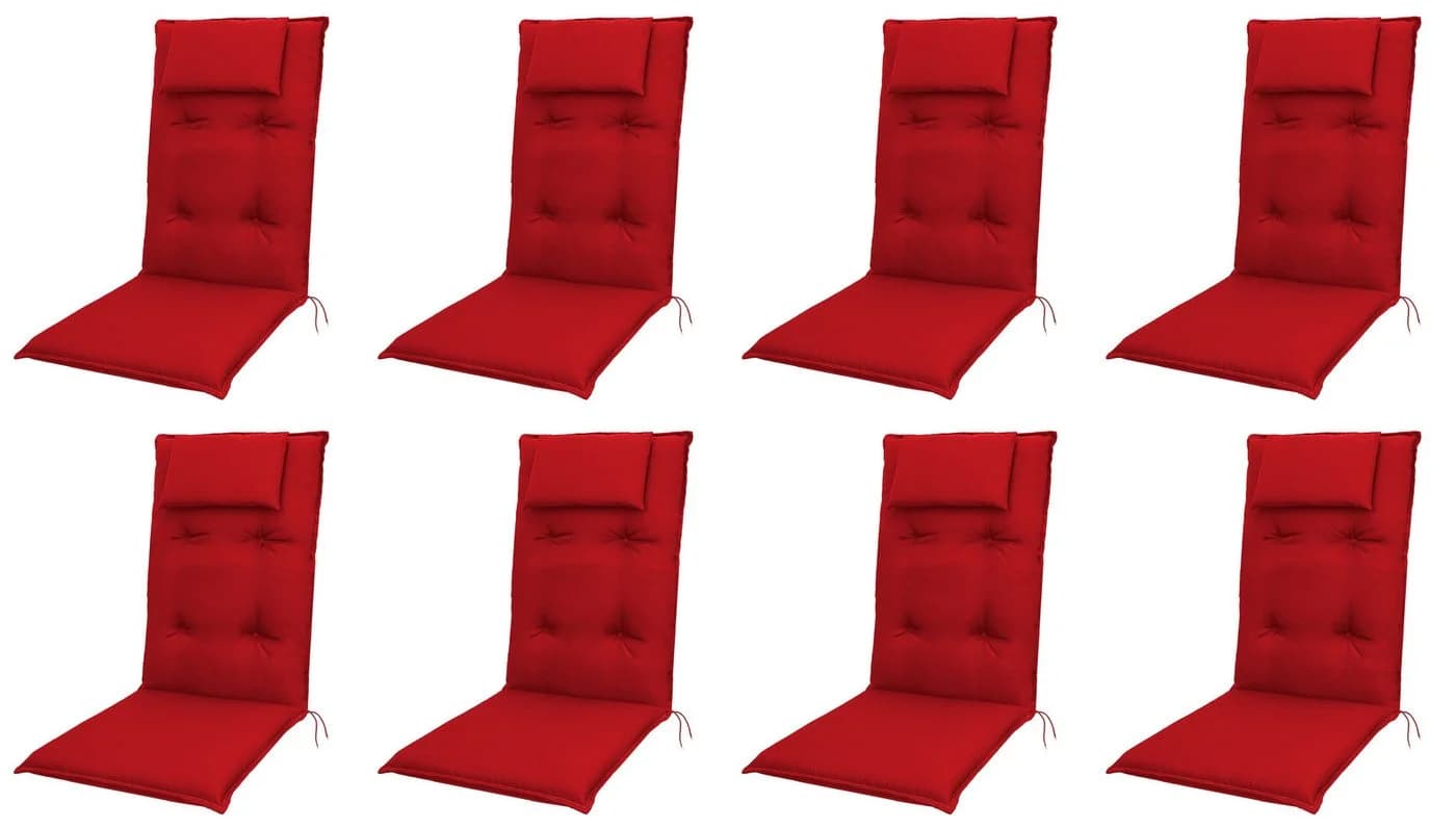 doppler® Hochlehnerauflage 8er Set rot mit abnehmbarem Kopfkissen - Bild 2