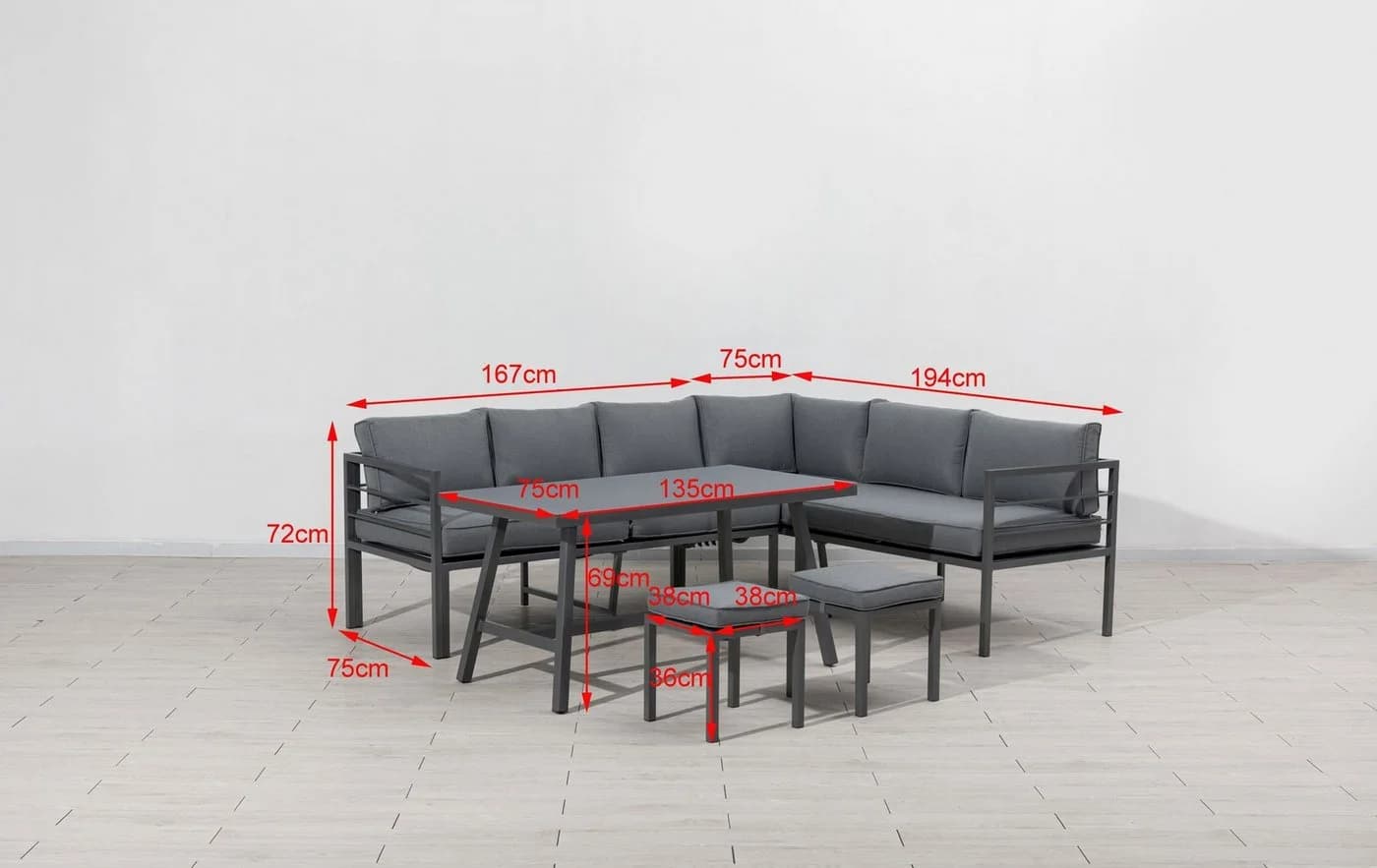 Gardissimo Gartenlounge-Set Lima Lounge 4-tlg. Alu Grau - Bild 4
