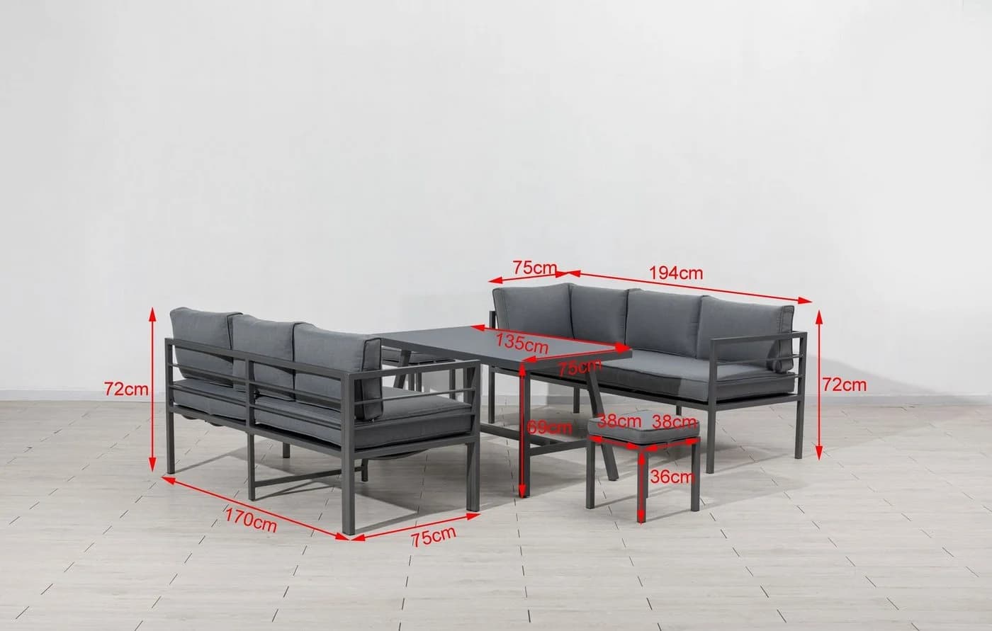 Gardissimo Gartenlounge-Set Lima Lounge 4-tlg. Alu Grau - Bild 5
