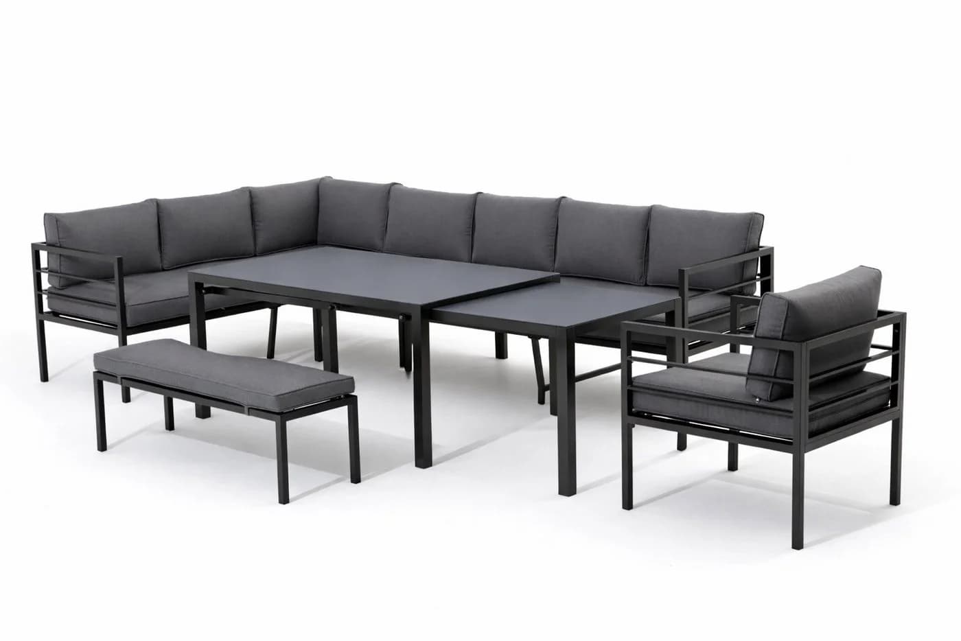 Gardissimo Gartenlounge-Set Larino 4-tlg. Alu Ecklounge mit ausziehbarem Tisch