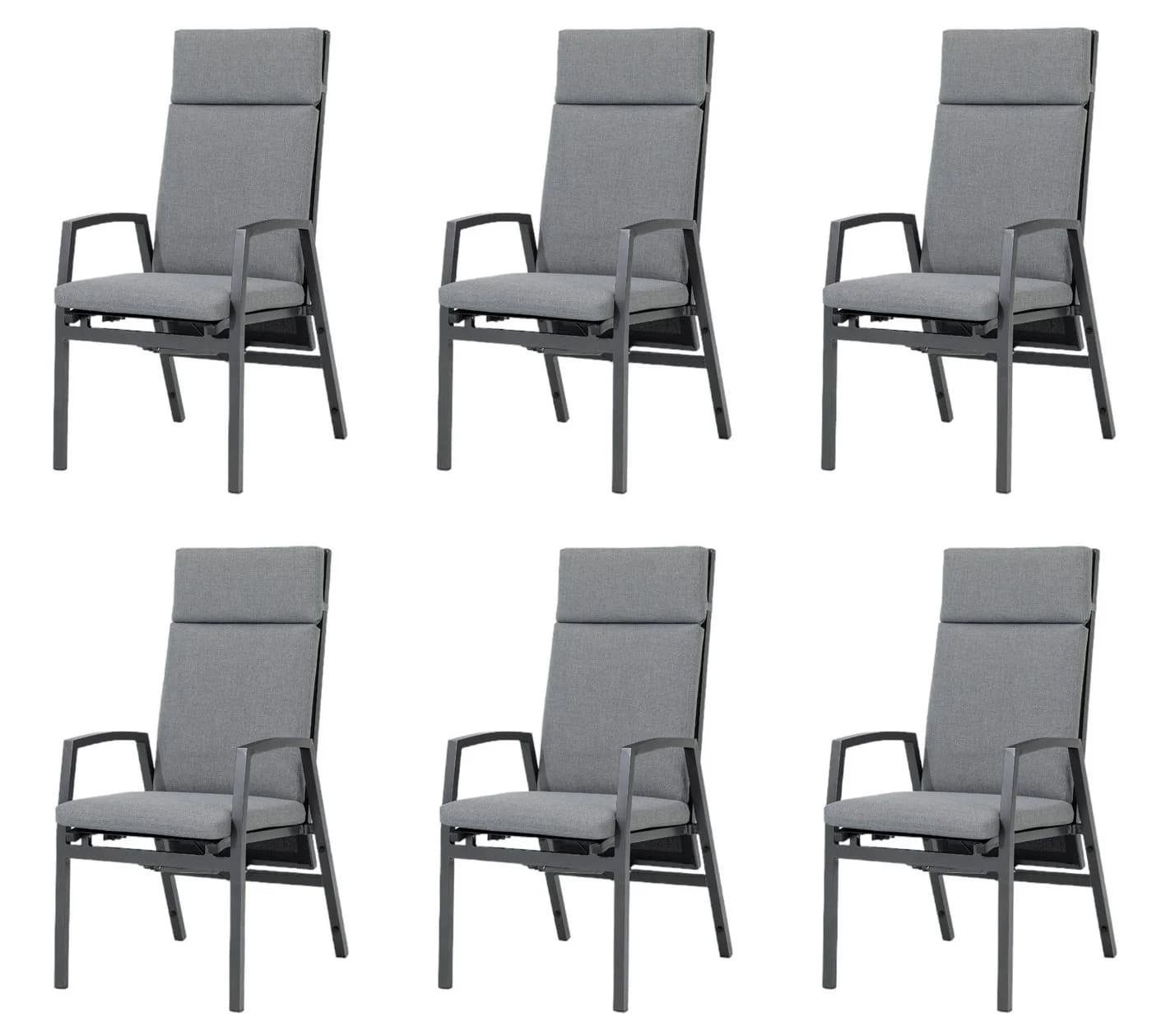Gardissimo Vigo Gartenstuhl 6er Set Anthrazit Aluminium Stapelbar - Bild 2