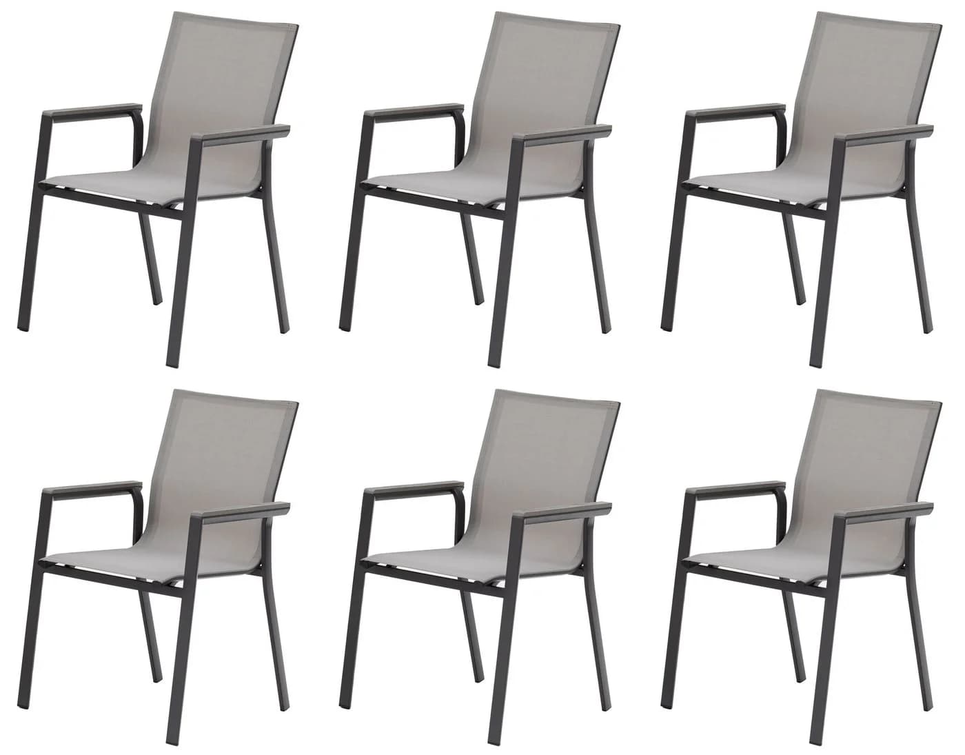 Gardissimo Gartenstuhl 6er Set Catania Stapelstuhl Aluminium Anthrazit - Bild 2