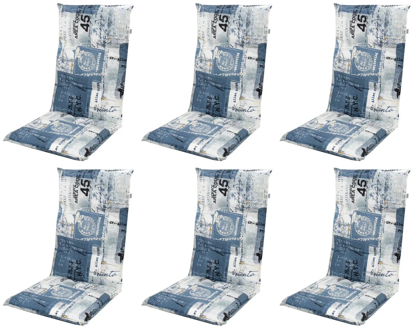 Gardissimo Hochlehnerauflage 6er Set Blau UV-beständig - Bild 2