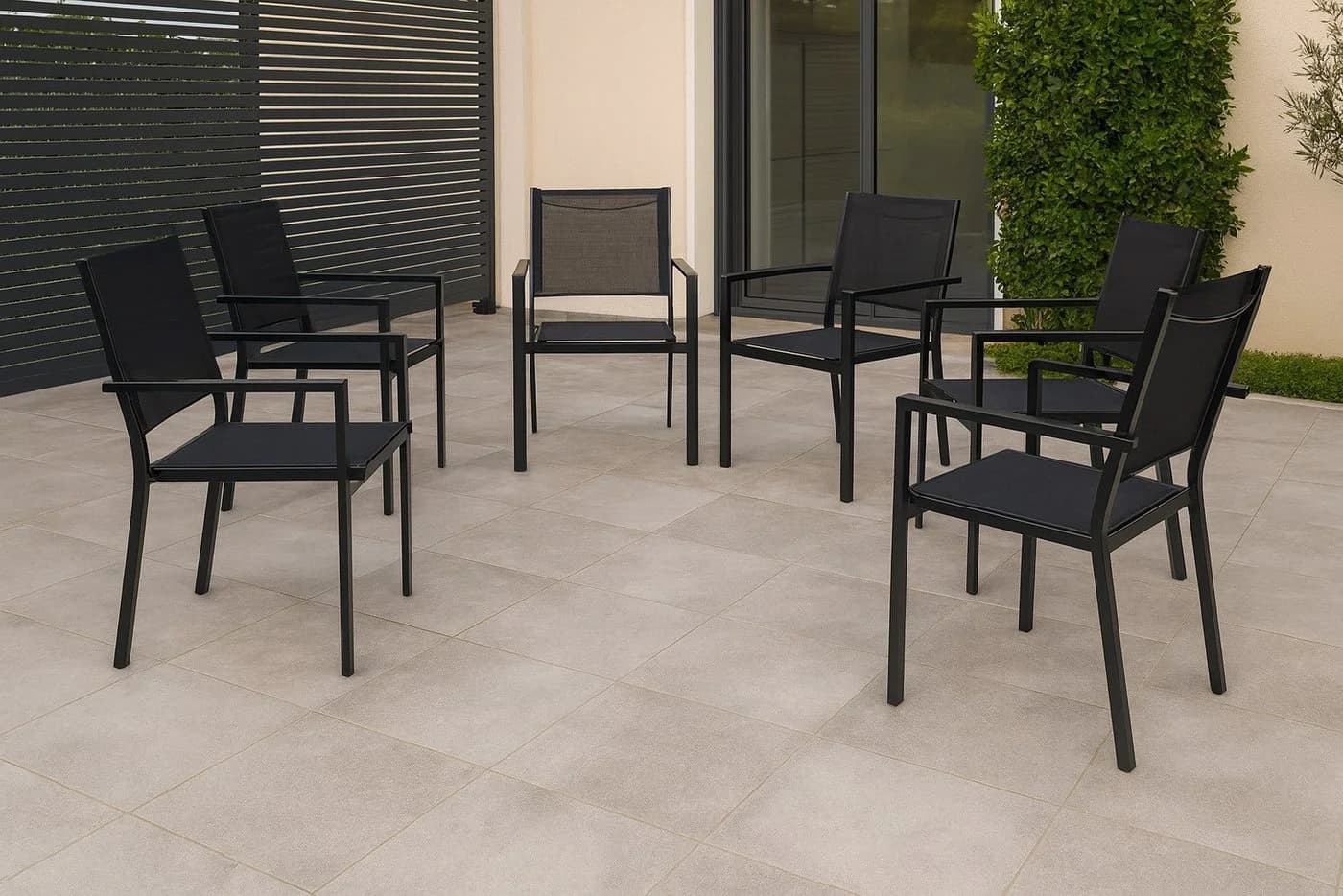 Gardissimo Gartenstuhl 6er Set Space Grau Stapelbar Aluminium