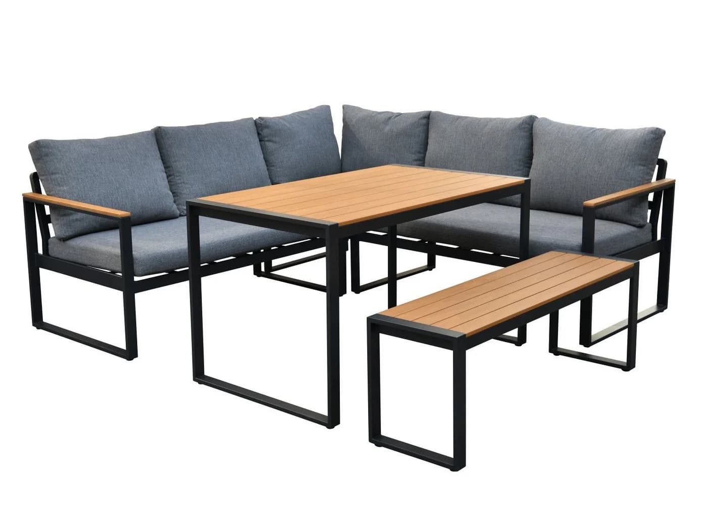 Gardissimo Gartenlounge-Set Tony 3-tlg. Aluminium Grau/Braun