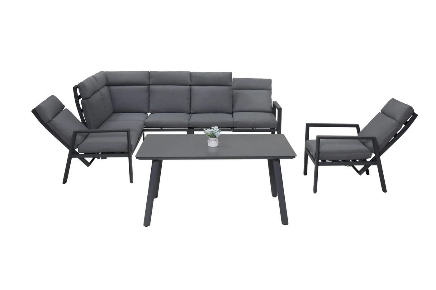 Gardissimo Gartenlounge-Set Lugano Dining 3-tlg. Grau Aluminium