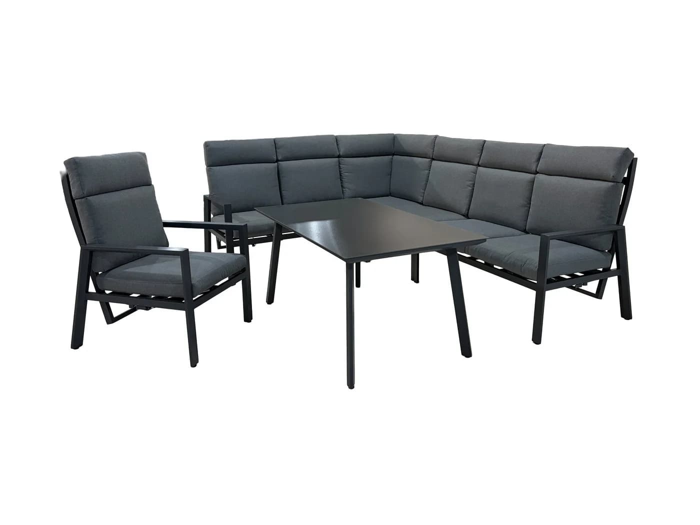 Gardissimo Gartenlounge-Set Lugano Dining 3-tlg. Grau Aluminium - Bild 4