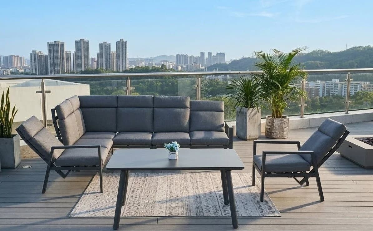 Gardissimo Gartenlounge-Set Lugano Dining 3-tlg. Grau Aluminium - Bild 5
