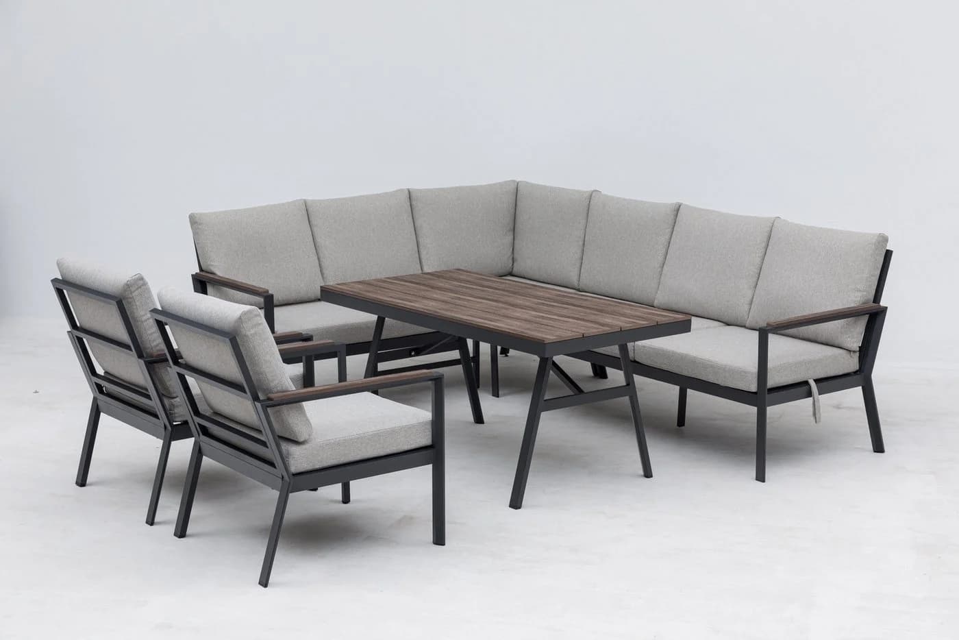 Gardissimo Gartenlounge-Set Andorra Alu Dining Lounge Set mit hohem Tisch in Nonwood