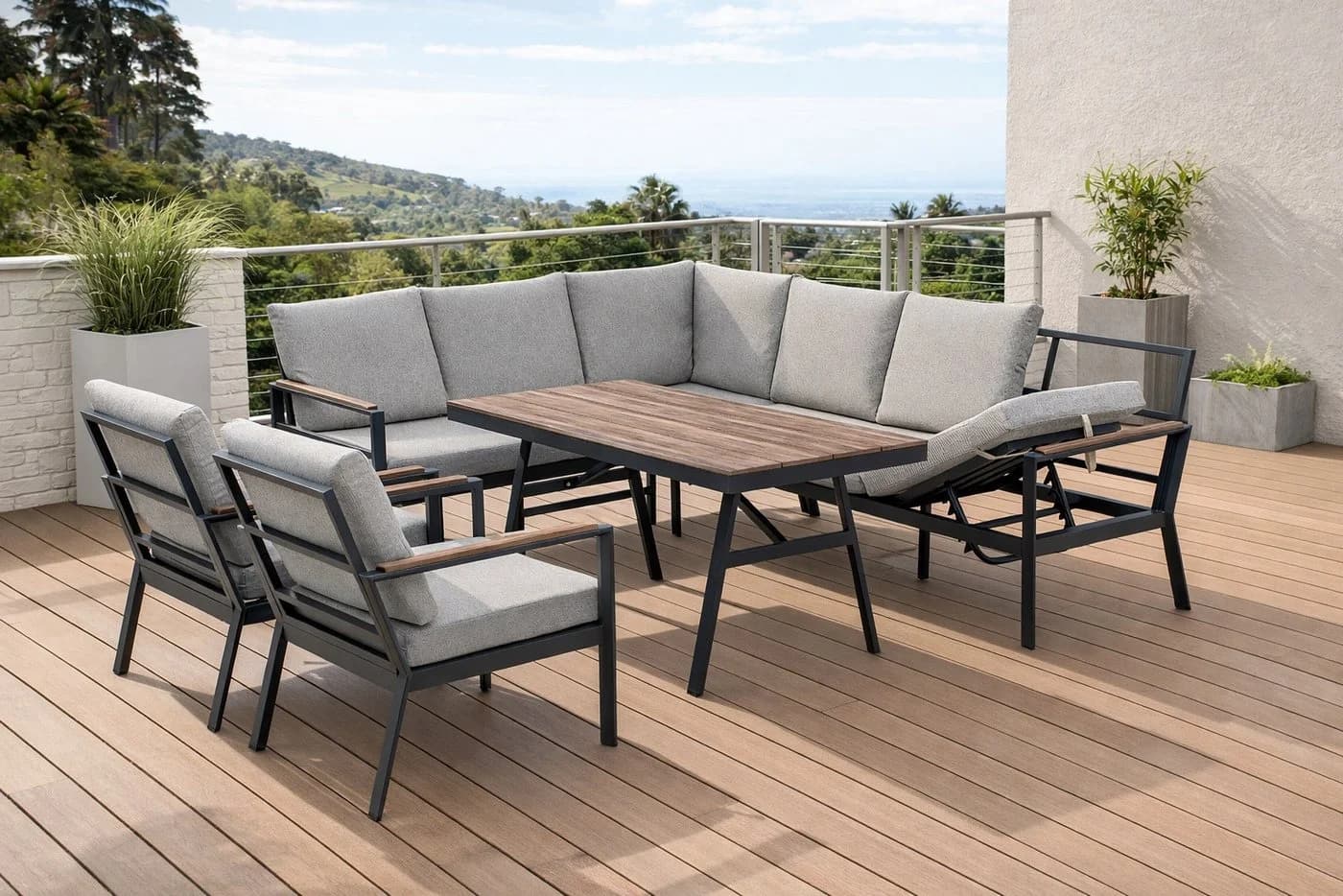 Gardissimo Gartenlounge-Set Andorra Alu Dining Lounge Set mit hohem Tisch in Nonwood - Bild 2