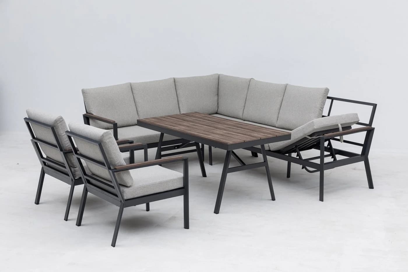 Gardissimo Gartenlounge-Set Andorra Alu Dining Lounge Set mit hohem Tisch in Nonwood - Bild 4