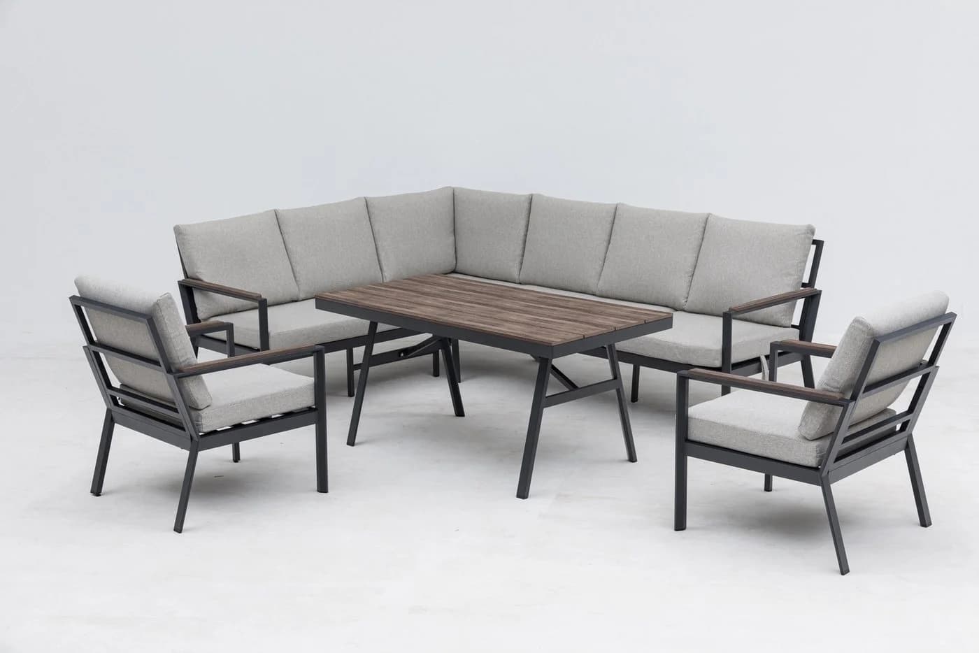 Gardissimo Gartenlounge-Set Andorra Alu Dining Lounge Set mit hohem Tisch in Nonwood - Bild 5