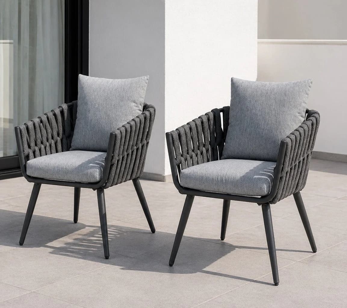 Gardissimo Gartenstuhl 2er Set Nizza Grau Aluminium - Bild 2