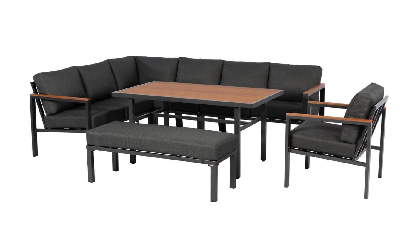 Gardissimo Gartenlounge-Set Norton Alu Bambus 4-tlg. Grau