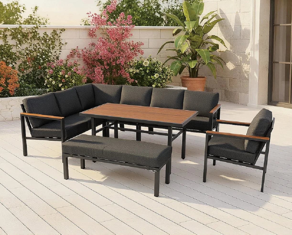 Gardissimo Gartenlounge-Set Norton Alu Bambus 4-tlg. Grau - Bild 2