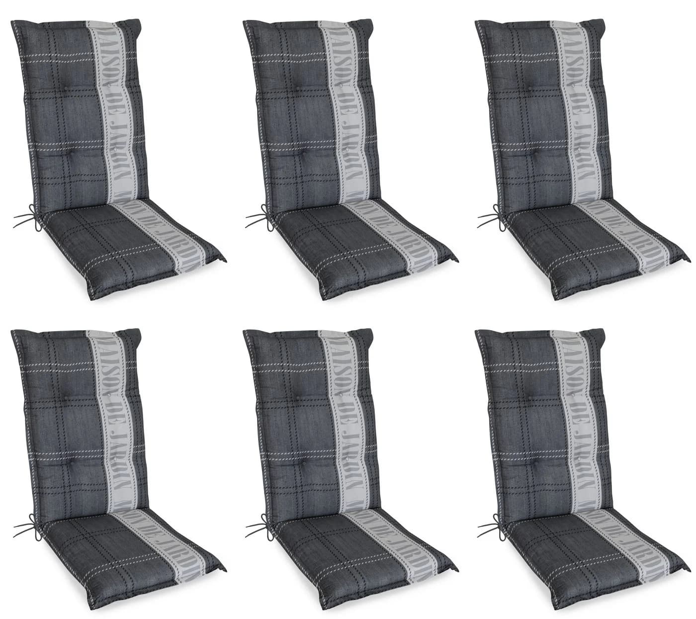 Gardissimo Hochlehnerauflage 6er Set Maison Gartenstuhl Polsterauflage 8 cm dick UV-beständig - Bild 2
