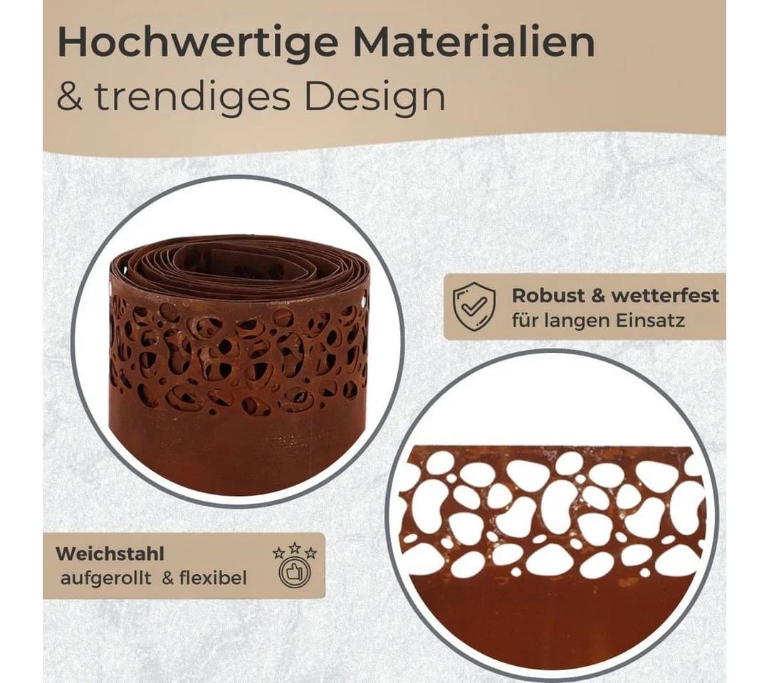 Topanbieter999 Rasenkante Rostdesign Weichstahl aufgerollt - Bild 3