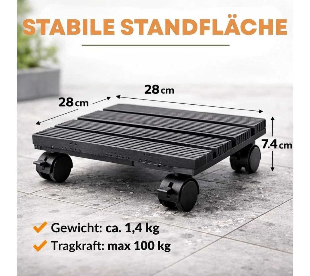 Topanbieter999 Pflanzenroller WPC Holzoptik mit Feststellbremsen - Bild 3