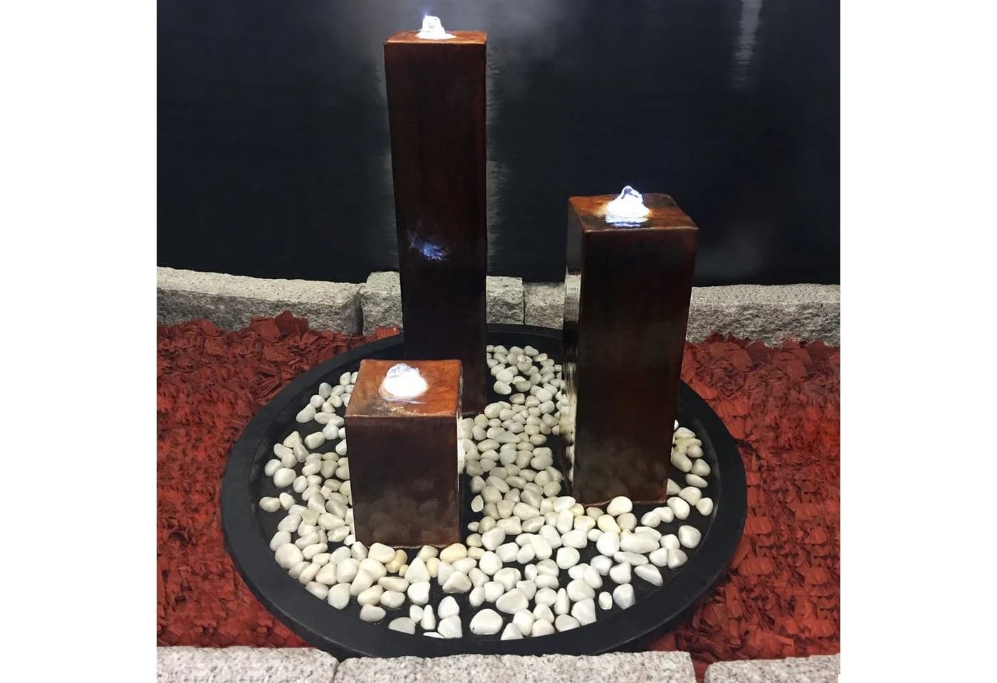 KÖHKO® Gartenbrunnen Brasilien Cortenstahl mit LED-Beleuchtung