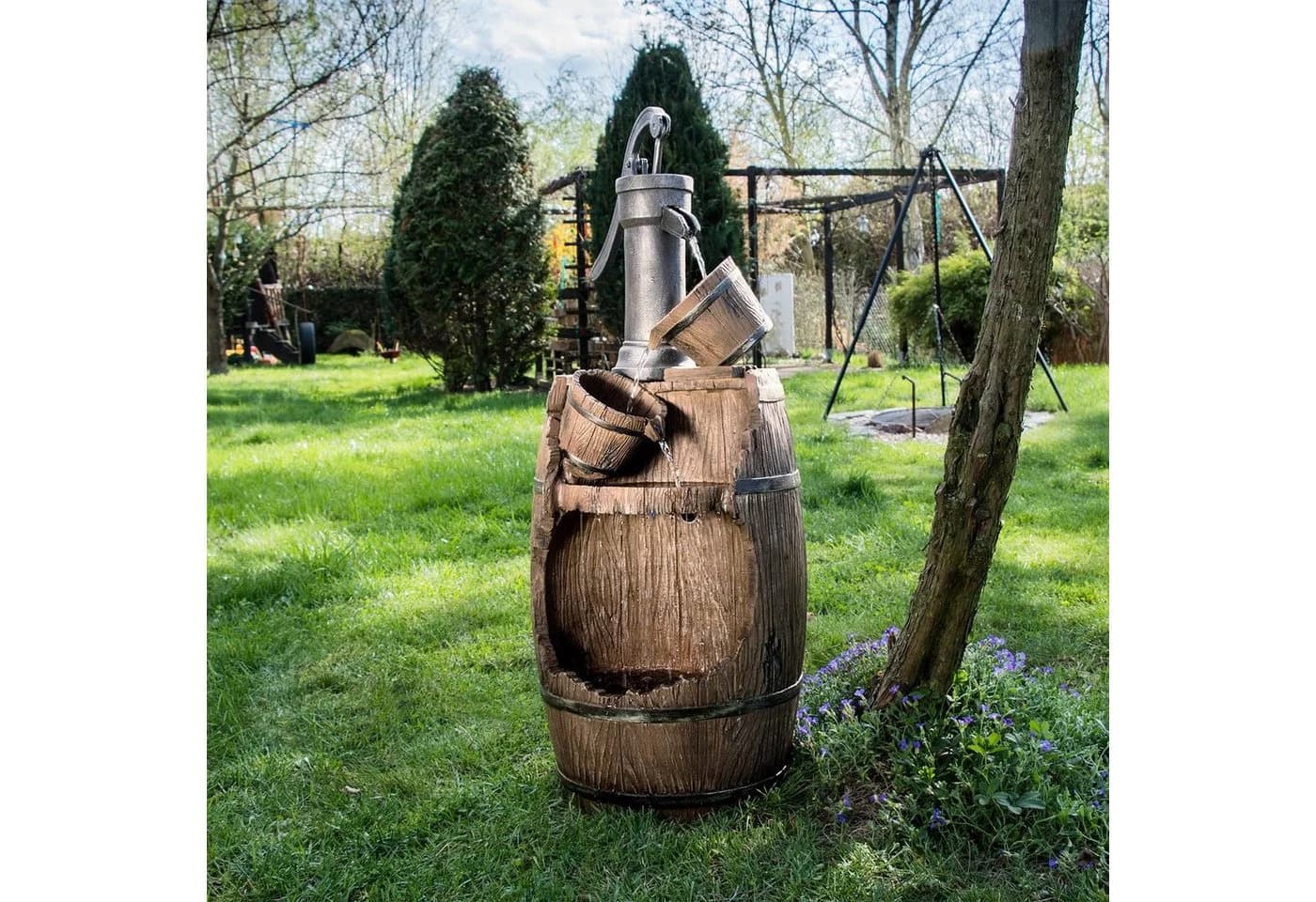 KÖHKO Gartenbrunnen Dölitz mit LED-Beleuchtung und Regenfalleffekt