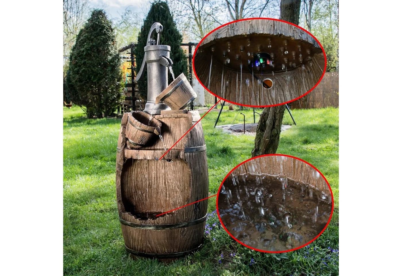 KÖHKO Gartenbrunnen Dölitz mit LED-Beleuchtung und Regenfalleffekt - Bild 5