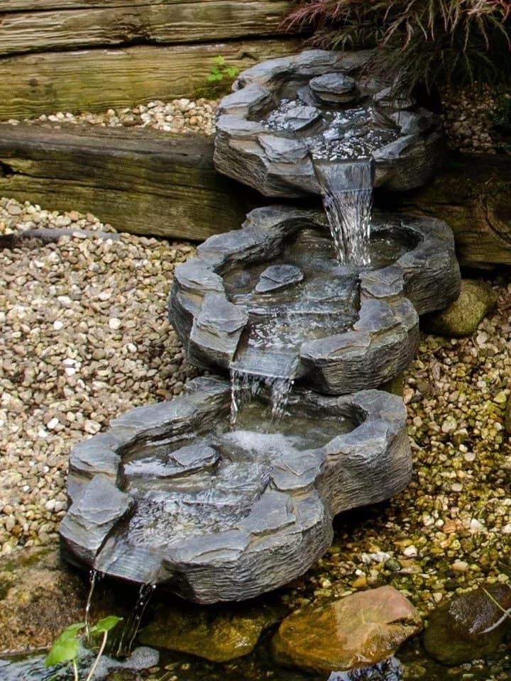 Köhko 3-teiliger Bachlauf Mulde-Mündung Wasserfall Quelle Polyresin